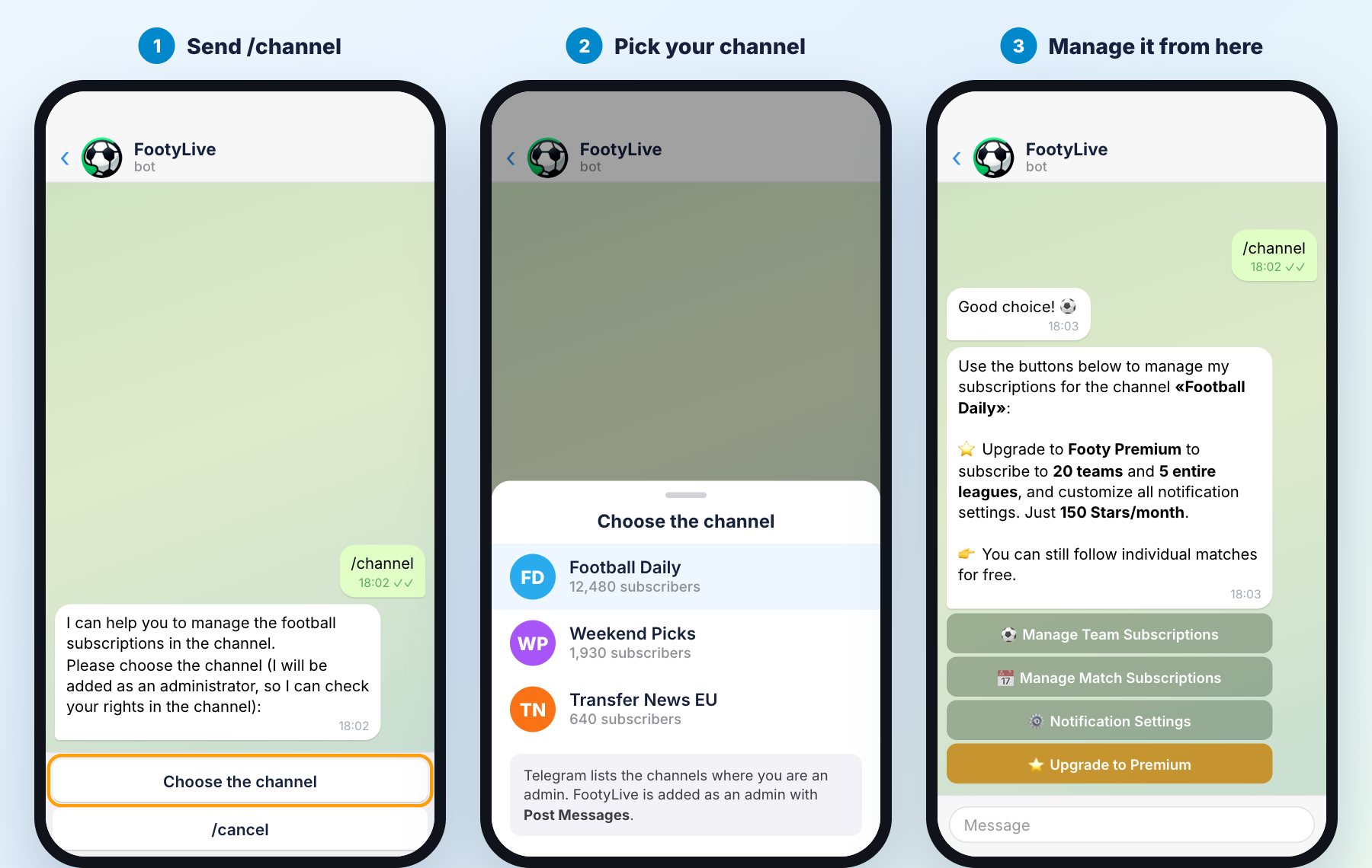 Connecting a channel to @footyapp
