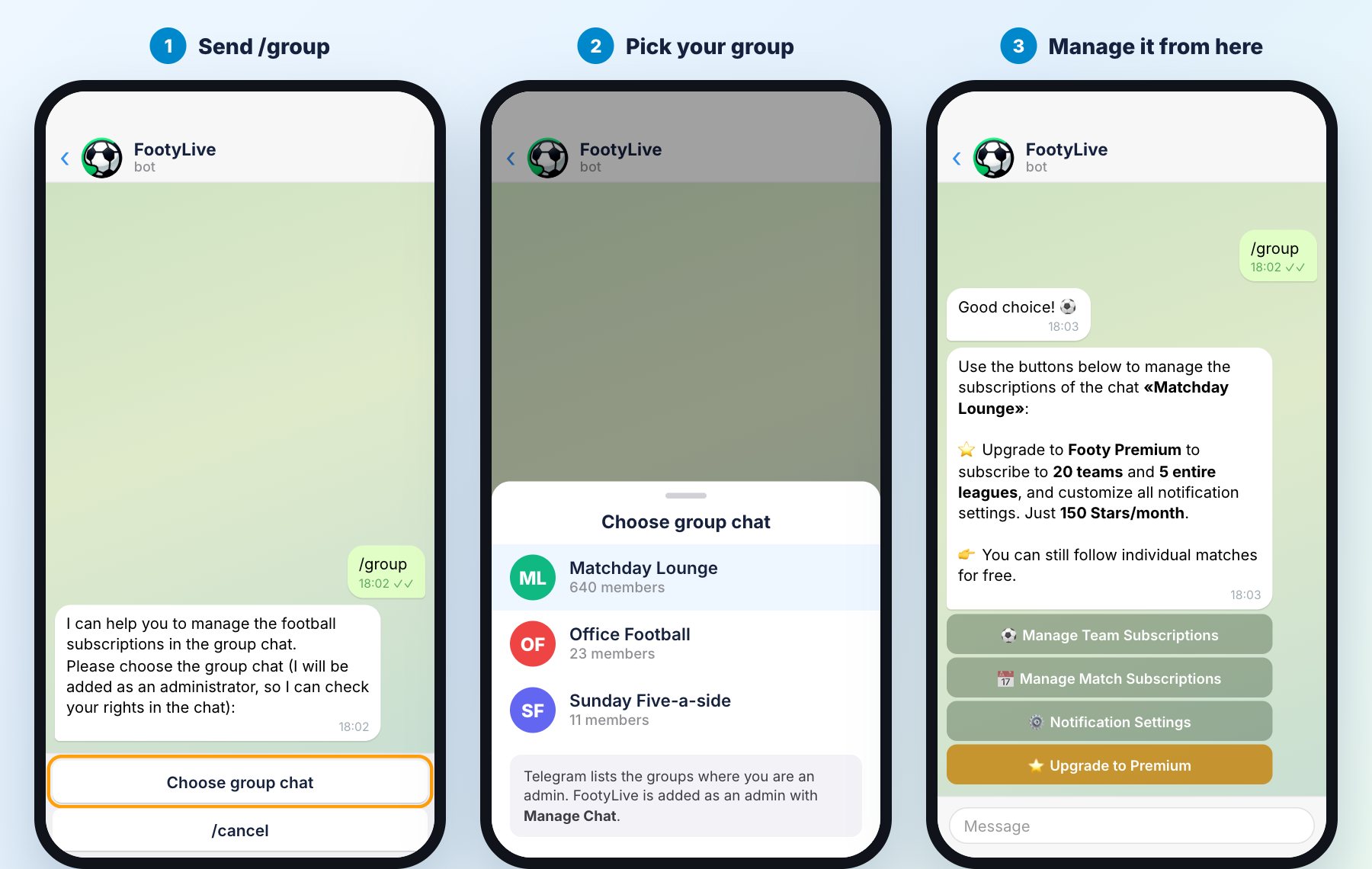 Connecting a group to @footyapp