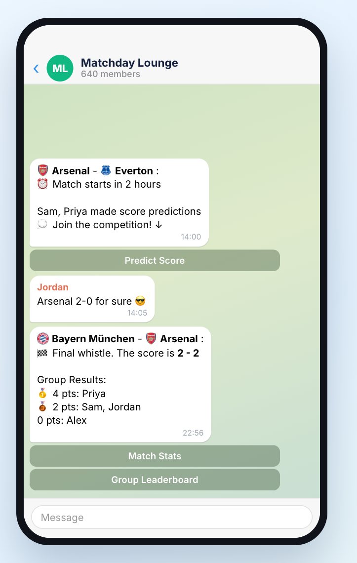 FootyLive in a Telegram group